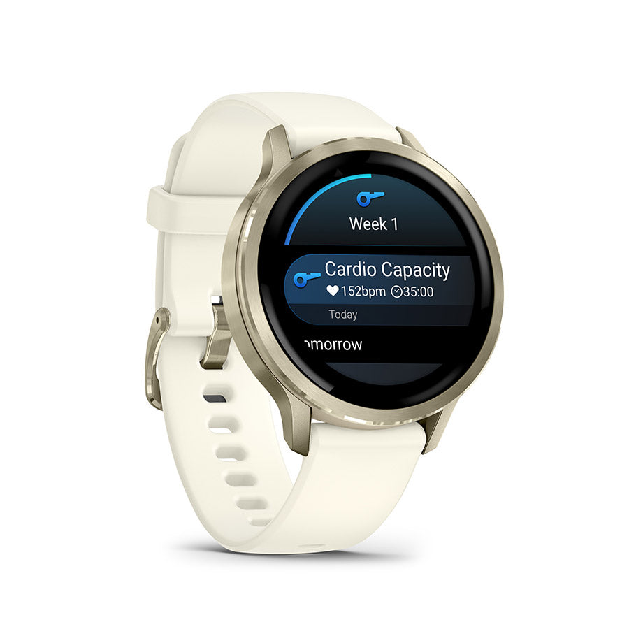 Garmin Venu 4 41mm, Lunar Gold et Bone, vue 3