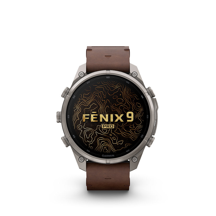 Garmin fenix 9 Pro inReach 47 mm, Titane / bracelet en cuir noyer, vue 5