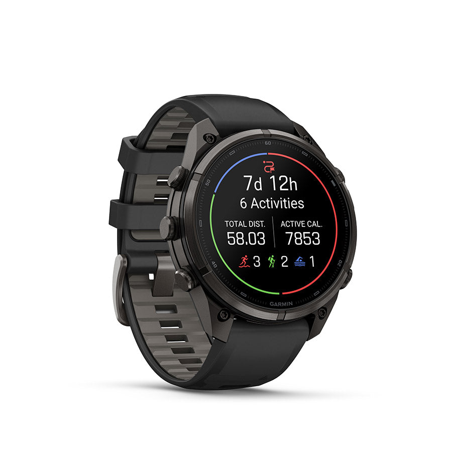 Garmin fenix 9 Pro 47 mm, Noir / bracelet en silicone noir et gris galet, vue 2