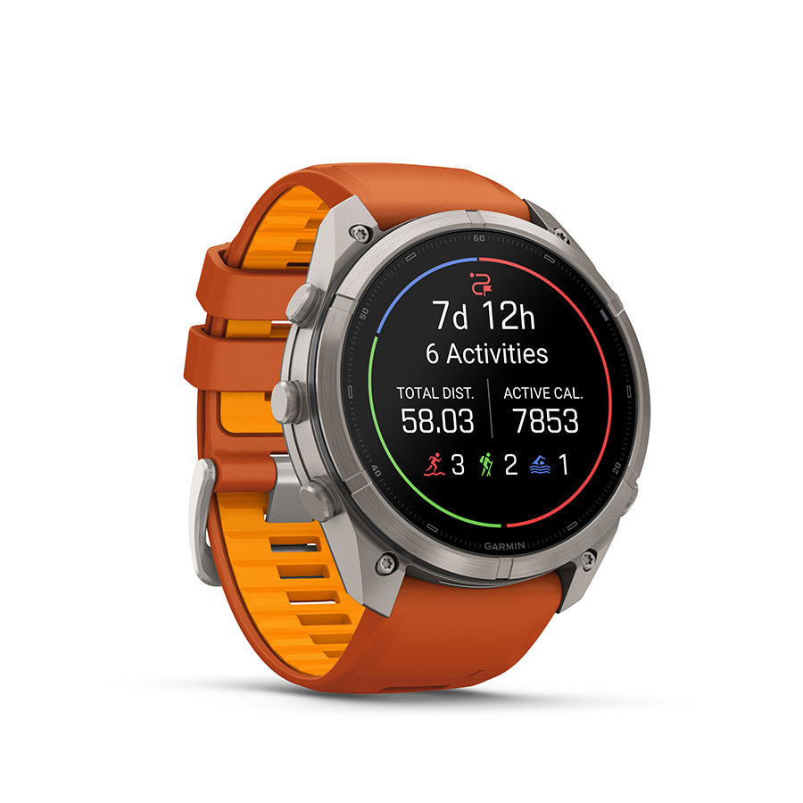 Garmin fenix 9 Pro 51 mm, Titane / bracelet en silicone orange automne et orange étincelle, vue 2