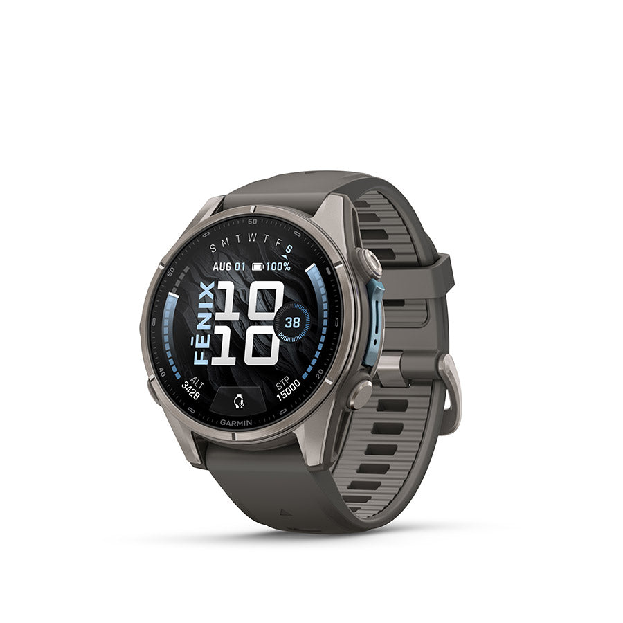 Garmin fenix 9 43 mm, Titane / bracelet en silicone gris galet, vue 1