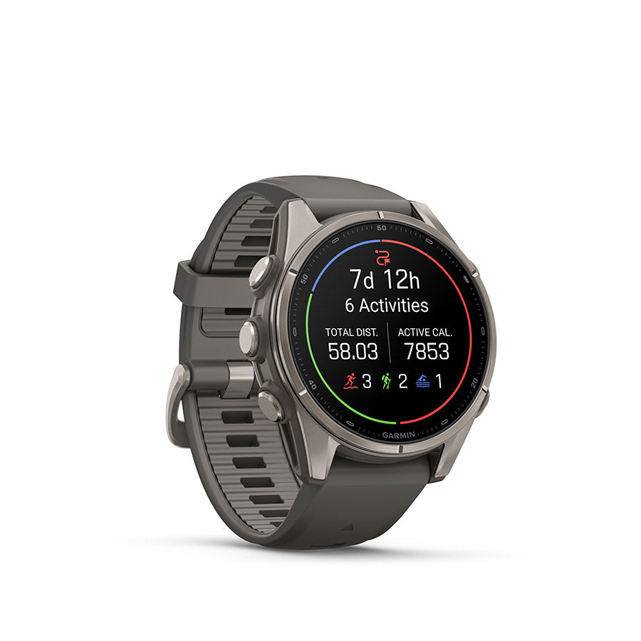 Garmin fenix 9 43 mm, Titane / bracelet en silicone gris galet, vue 2