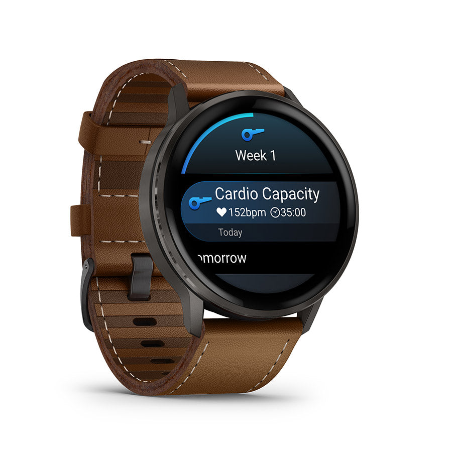 Garmin Venu 4 45mm, Ardoise et cuir brun, vue 3