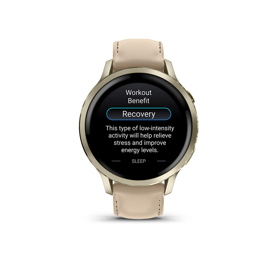 Garmin Venu 4 41mm, Lunar Gold et cuir Light Sand, vue 6