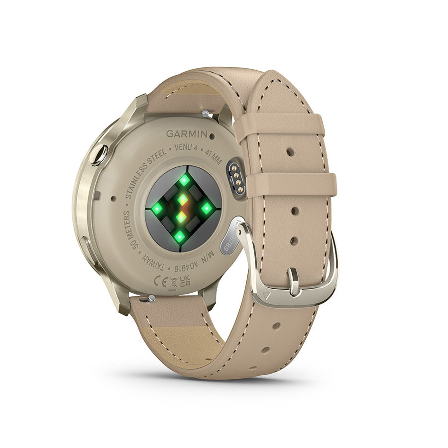 Garmin Venu 4 41mm, Lunar Gold et cuir Light Sand, vue 7