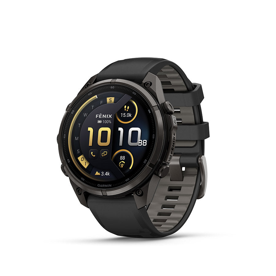 Garmin fenix 9 Pro inReach 47 mm, Noir / bracelet en silicone noir et gris galet, vue 1