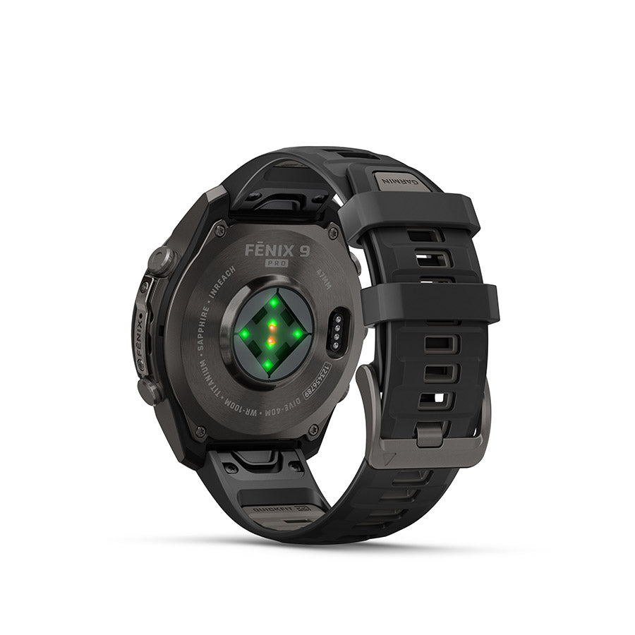 Garmin fenix 9 Pro inReach 47 mm, Noir / bracelet en silicone noir et gris galet, vue 3