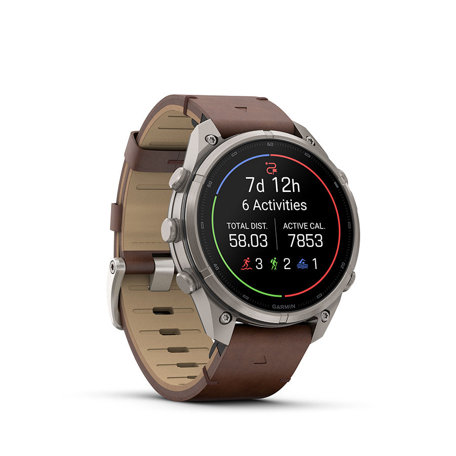 Garmin fenix 9 Pro inReach 47 mm, Titane / bracelet en cuir noyer, vue 2