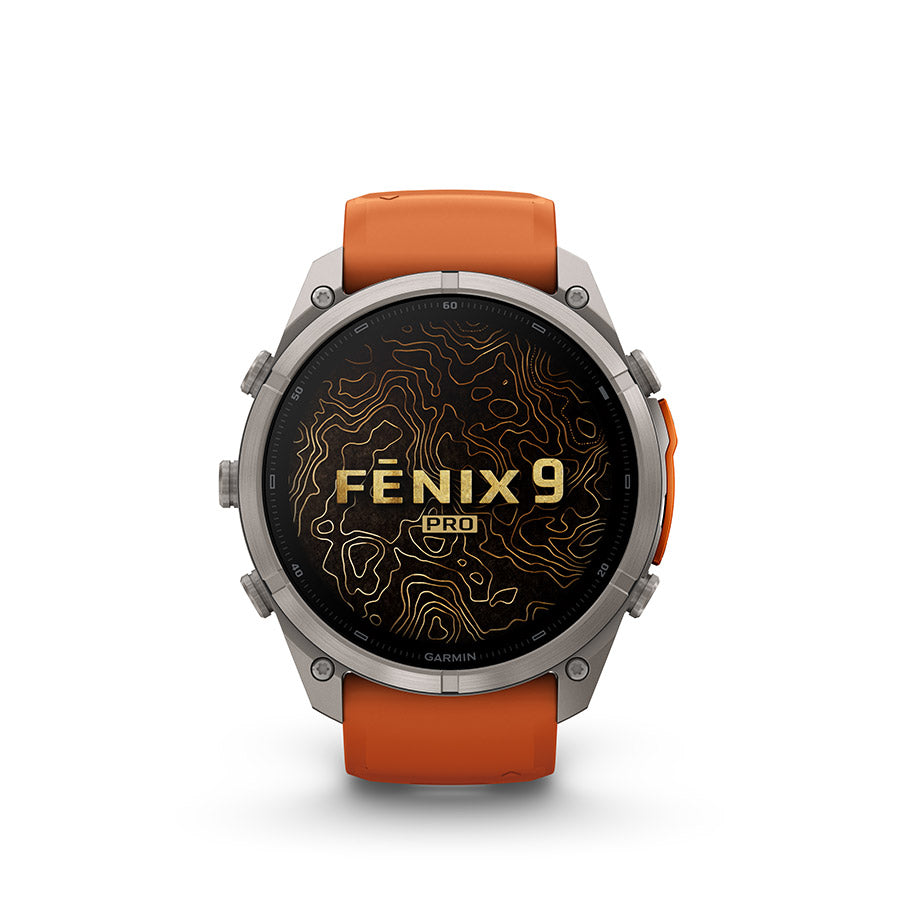 Garmin fenix 9 Pro inReach 51 mm, Titane / bracelet en silicone orange automne et orange étincelle, vue 5