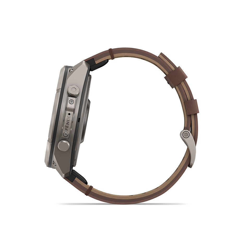 Garmin fenix 9 Pro inReach 51 mm, Titane / bracelet en cuir noyer, vue 4