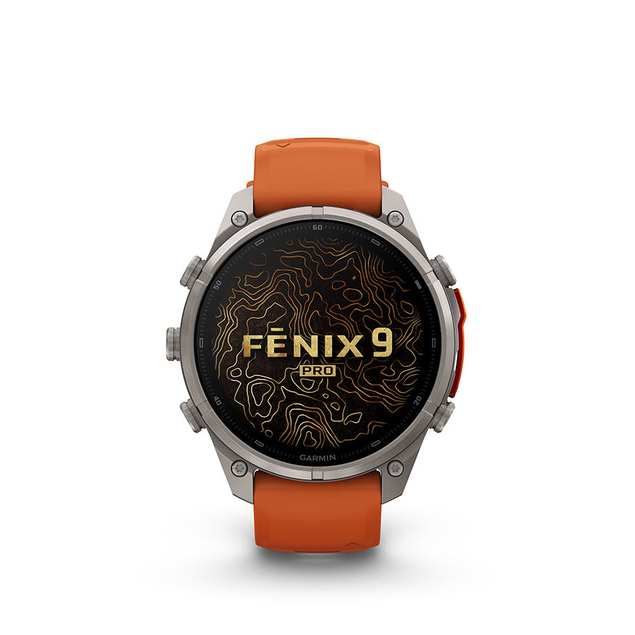 Garmin fenix 9 Pro 47 mm, Titane / bracelet en silicone orange et orange étincelle, vue 5